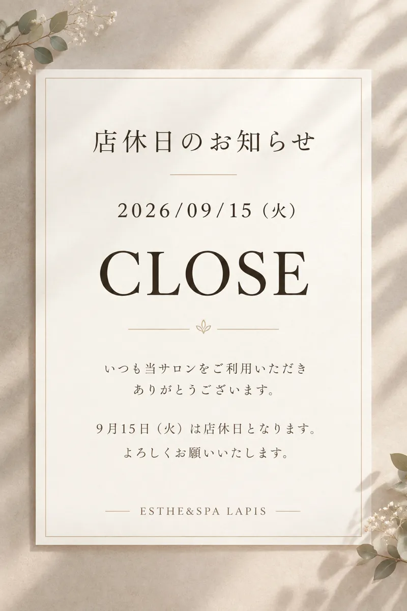 《店休日のお知らせ》